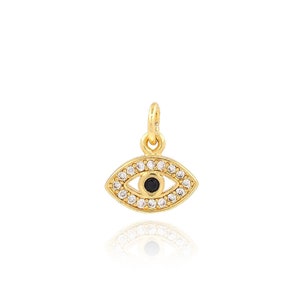 Evil Eye Pendant, 18K Gold Filled Magic Eye Charm, Micropavé CZ Eye Necklace,Bracelet Pendant,DIY Jewelry Making Accessories,10.5x12.5x1.5mm