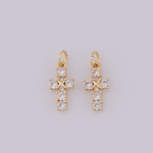 18K Gold Filled Cross Pendant,Gold CZ Religion Charms,Christian Charms DIY Bracelet Necklace Jewelry Making Findings Supply