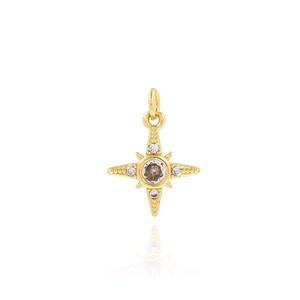 North Star Pendant, 18K Gold Filled Star Charm, Micropavé CZ Starburst Necklace, DIY Jewelry Making Accessory, Gift for Her, 14.5x19.5x3.3mm