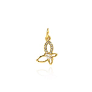 Butterfly Pendant, 18K Gold Filled Butterfly Charm, Micropavé CZ Insect Necklace, Cutout Charm, DIY Jewelry Making Accessory, 16x10x2.5mm
