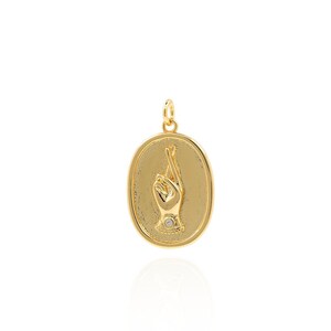 Oval Gesture Pendant, 18K Gold Filled Hand Charm, Gesture Necklace, Heart Pendant, DIY Jewelry Making Accessory, 24x14x2.5mm
