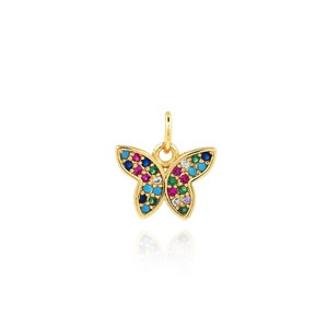 Fashion Romantic Gold Butterfly Pendant,18K Gold Filled Flying Charm,Micropavé CZ Insect Necklace,DIY Jewelry Making Accessory,12x11.5x2mm