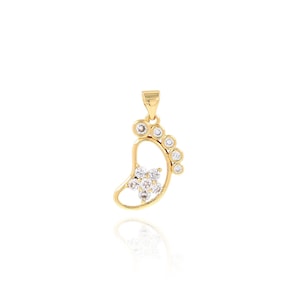 Dainty Foot Pendant, 18K Gold Filled Small Foot Charm, Micropavé CZ Footprint Necklace,DIY Jewelry Making Accessory,Gift for Her,12.5x25x4mm