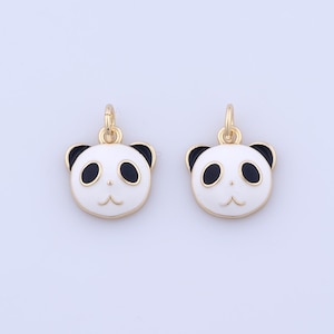 18K Gold Filled Panda Pendant,Gold Animal Charms,Enamel Charms DIY Bracelet Necklace Jewelry Making Findings Supply