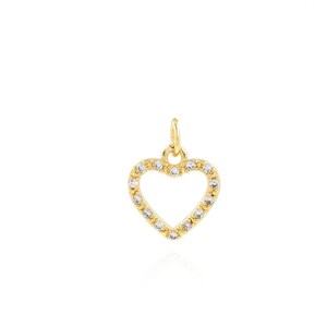 Heart Pendant, 18K Gold Filled Love Charm, Micropavé CZ Heart Necklace, DIY Jewelry Making Accessories, Gift for Her, 12x15.5x1.7mm