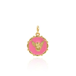 Round Enamel Cupid Pendant, 18K Gold Filled Angel Charm, Love Charm, Enamel Pendant, DIY Jewelry Making Accessories, 21x15x2.7mm