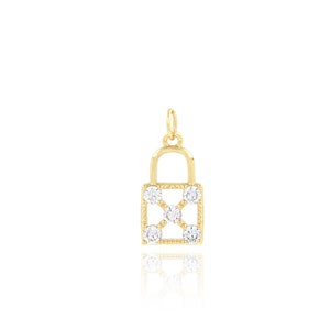 Fashion Cross Lock Pendant, 18K Gold Filled Cross Charm, Micropavé CZ Lock Necklace, Gift for Her, DIY Jewelry Making Accessory, 10x21x2.8mm