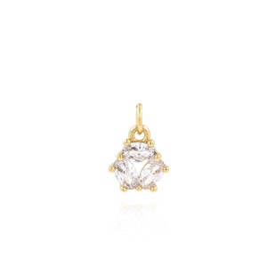 Zircon Pendant, 18K Gold Filled Hexagon Charm, Micropavé CZ Zircon Necklace, Bracelet Pendant, DIY Jewelry Making Accessory, 9x13x2.5mm