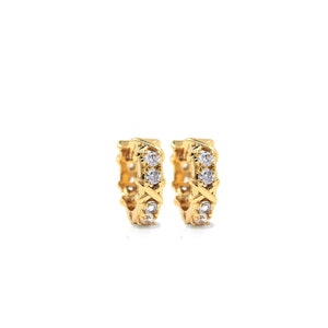 Hoop Earrings, 18K Gold Filled Round Lever Stud Earrings, Delicate Earrings, Micropavé CZ Round Charm, DIY Jewelry Supplies, 10.5x11.5x3.5mm