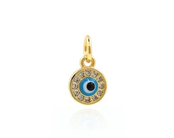 Evil Eyes Pendant, Lucky Eye Charm, 18K Gold Fill The Devil Eye Necklace, Eye Charm, DIY Jewelry Parts, 12.5x7x2.5mm