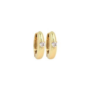 18K Gold Filled Hoop Stud Earrings, Lever Earrings, Micropavé CZ Round Earrings, Pierced Earrings, Gift for Her, 15x18x4mm