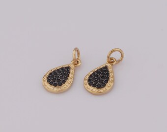 18K Gold Filled Teardrop Pendant, CZ Teardrop Charms, DIY Bracelet Necklace Jewelry Making Supplies