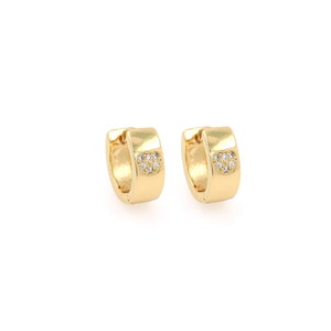 18K Gold Filled Circle Oorbellen, Delicate Circle Oorbellen, Diamond Heart Oorbellen, Micropavé CZ Oorbellen, DIY Sieraden Benodigdheden, 13x12x4.5mm