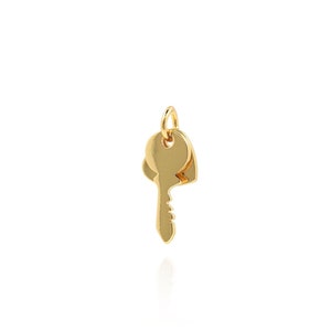 Key and Heart Pendant, 18K Gold Filled Key Charm, Heart Key Necklace, Courtship Charm, Love Charm, DIY Jewelry Making Accessories, 19x8mm