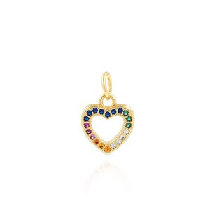 Herz Anhänger, 18K Gold Filled Liebescharme, Micropavé CZ Herz Halskette, DIY Schmuckherstellung Zubehör, Geschenk für Sie, 9.7x13.5x1.5mm