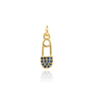 Pendentif épingle à nourrice, breloque épingle CZ Micropavé, collier épingle rempli d&#39;or 18 carats, accessoire de fabrication de bijoux à bricoler soi-même, 4.8x16.5x1.4mm