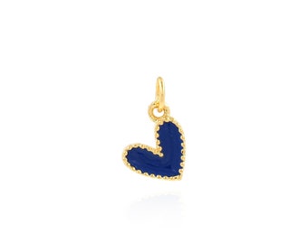 Enamel Heart Pendant, 18K Gold Filled Love Charm, Heart Necklace, Bracelet Pendant, DIY Jewelry Making Accessories, Gift for Her, 7x12x2mm