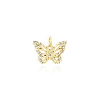 Fashion Gold Butterfly Pendant, 18K Gold Filled Flying Charm, Micropavé CZ Insect Necklace, DIY Jewelry Making Accessory, 12x15.5x1.6mm