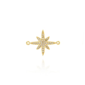 Micropavé CZ Star Connector, 18K Gold Filled Star Connector, Star Connector Charm, DIY Jewelry Making Supplies, 18x22.5x2mm