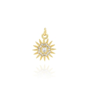 North Star Pendant, 18K Gold Filled Star Charm, Micropavé CZ Starburst Necklace, DIY Jewelry Making Accessory, Gift for Her, 12x16x2.3mm