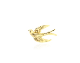 18K Gold Filled Swallow Pendant, Bird Charm,Flying Bird Pendant, Gold Swallow Charm,Animal Pendant,DIY Jewelry Making Accessories, 14x25x5mm