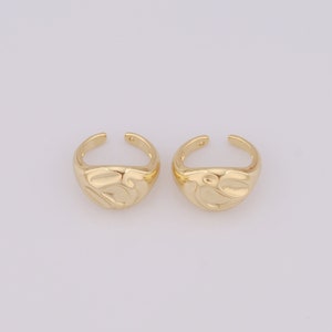 18K Gold Filled Wide Ring, CZ Opening Ring, Gift for Her