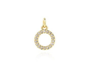 Colgante redondo relleno de oro de 18 quilates, collar redondo con micropavé de circonitas cúbicas, accesorio para hacer joyas DIY, 12 x 8 x 1,3 mm
