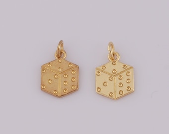 18K Gold Filled Dice Pendant,Gold Dice Charms,Dice Charms DIY Bracelet Necklace Jewelry Making Findings Supply