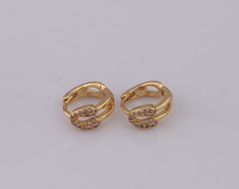 Orecchini A Cerchio Huggie In 18ct Gold Filled Con CZ - Unisex - Alex Thompson Jewellery