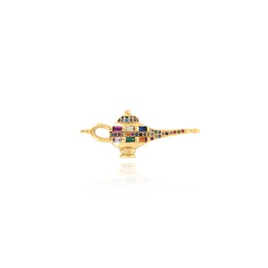 18K Gold Filled Teapot Connector, Micropavé CZ Teapot Connector, Teapot Connector Charm, DIY Jewelry Making Supplies, 14x34x5.5mm