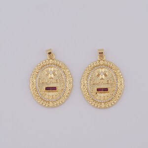 18K Gold Filled CZ Round  Pendant,Gold Cross Charms,Round  Charms DIY Bracelet Necklace Jewelry Making Findings Supply