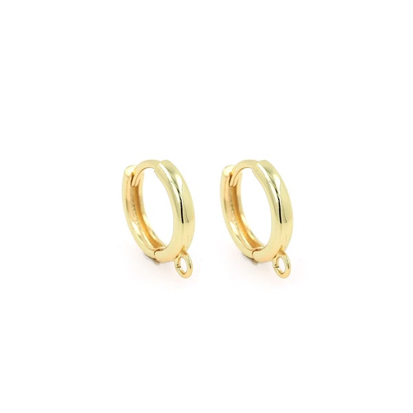 18K Gold Filled Hoop Earrings, Dainty Hoop Earrings, Diamond Hoop Earrings, Micropavé CZ Lever Earrings, DIY Jewelry Supplies, 13x19.5x2.8mm