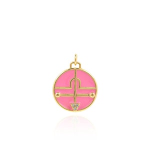 Round Enamel Arrowhead Pendant, 18K Gold Filled Indicator Arrow Charm, Symbol Charm, DIY Jewelry Making Accessory, 22.5x17.5x2.5mm