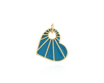 Enamel Heart Pendant, 18K Gold Filled Heart Pendant, Love Charm, Heart Pendant, DIY Jewelry Making Accessories 15.5x19x1.5mm
