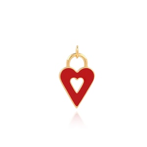 18K Gold Filled Enamel Heart Charm,Heart Pendant,  Micropavé CZ Heart Necklace, Gift for Her, DIY Jewelry Making Accessory, 24.5x14x2mm