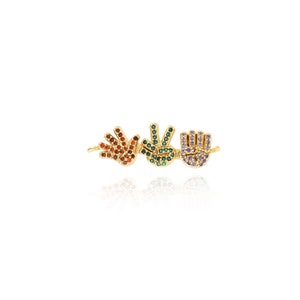 Micropavé CZ Gesture Connector, 18K Gold Filled Connector, Gesture Connector Charm, DIY Jewelry Making Supplies, 10.5x31.5x3.5mm