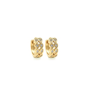 Delicate oorbellen, 18K Gold Filled Mesh oorbellen, Micropavé CZ ronde oorbellen, cadeau voor haar, DIY sieraden benodigdheden, 11x12.5x4.5mm