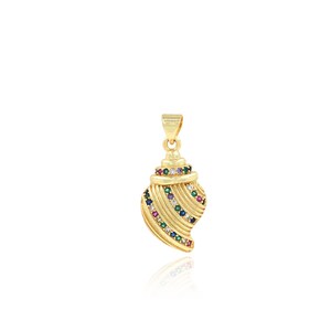Conch Pendant, 18K Gold Filled with Sea Life Charm, Micropavé CZ Conch Necklace, DIY Jewelry Making Accessory, 27.5x13x4.5mm