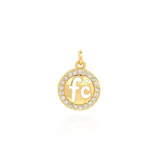 Colgante de letra redonda, dije de palabra FE lleno de oro de 18 quilates, collar de letra de esmalte Micropavé CZ, accesorio para hacer joyas DIY, 17x12x2.3mm