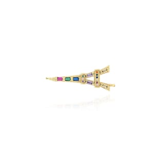Micropavé CZ Eiffel Tower Connector, 18K Gold Filled Eiffel Tower Connector, Eiffel Tower Connector, DIY Jewelry Supplies, 12.5x33x2.8mm