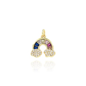 Dainty Rainbow Bridge Pendant, 18K Gold Filled Rainbow Bridge Charm,Micropavé CZ Rainbow Necklace,DIY Jewelry Making Accessory,13x14.5x2.5mm