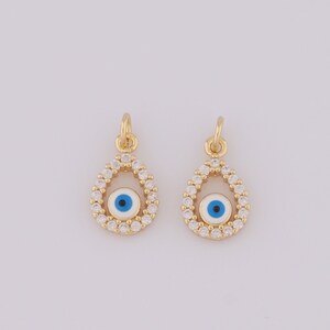 18K Gold Filled CZ Evil Eye Pendant,Gold Enamel Eye Charms,Water Drop Charms DIY Bracelet Necklace Jewelry Making Findings Supply