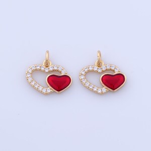 18K Gold Filled Heart Pendant,Micropave Zirconia Love Charms,Heart Charms DIY Bracelet Necklace Jewelry Making Findings Supply