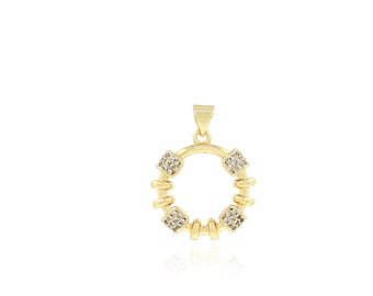 Round Pendant, 18K Gold Filled Round Charm, Micropavé CZ Round Necklace, DIY Jewelry Making Accessory, 26x20x14.3mm