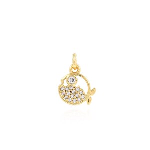 Fashion Goldfish Pendant, 18K Gold Filled with Sea Life Charm, Micropavé CZ Fish Necklace, DIY Jewelry Making Accessory, 9.5x13x2mm