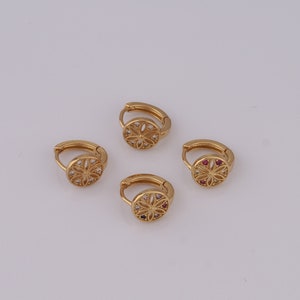 18K Gold Filled CZ Flower Earrings,Huggie Hoop Earrings,Hoop Earrings,Hypoallergenic Huggie Hoop,Gift for Her