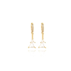 Triangle Drop Oorbellen, 18K Gold Filled Triangle Oorbellen, Micropavé CZ Zircon Oorbellen, Cadeau voor haar, DIY sieraden maken accessoire, 35x13.5mm