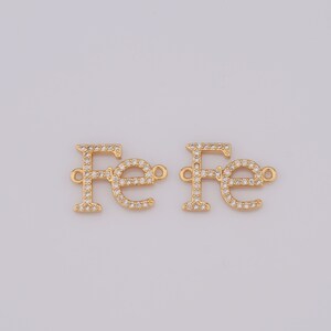 18K Gold Filled Letter Connector, CZ Necklace Bracelet Connector, DIY Jewelry Making Supplies
