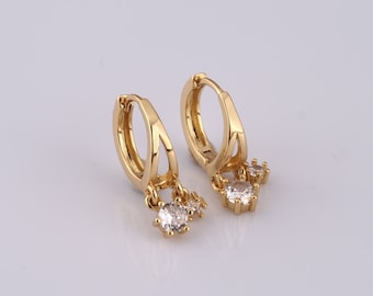 Pendientes de aro CZ rellenos de oro de 18K, pendientes de aro Huggie, pendientes de aro, aro Huggie hipoalergénico, regalo para ella
