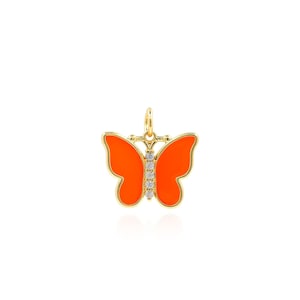 Enamel Butterfly Pendant, 18K Gold Filled Butterfly Charm, Insect Charm, Enamel Charm, DIY Jewelry Making Accessory, 20x19.5x2.5mm